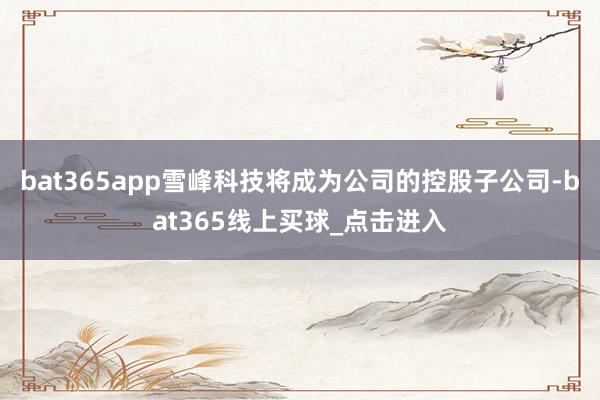 bat365app雪峰科技将成为公司的控股子公司-bat365线上买球_点击进入