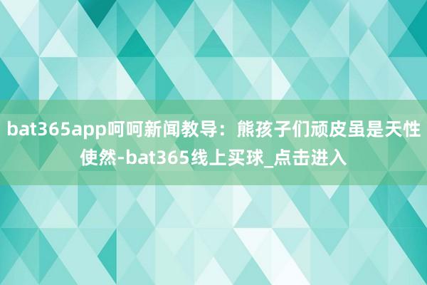 bat365app呵呵新闻教导：熊孩子们顽皮虽是天性使然-bat365线上买球_点击进入