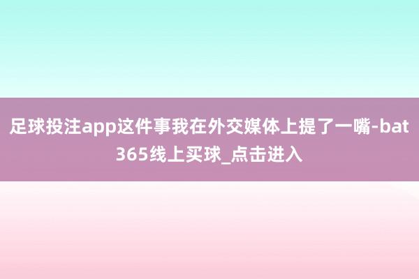 足球投注app这件事我在外交媒体上提了一嘴-bat365线上买球_点击进入