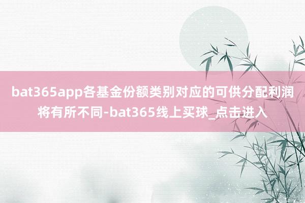 bat365app各基金份额类别对应的可供分配利润将有所不同-bat365线上买球_点击进入