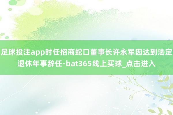 足球投注app时任招商蛇口董事长许永军因达到法定退休年事辞任-bat365线上买球_点击进入